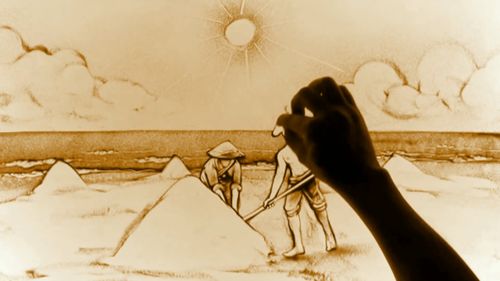 沙画大师演绎范仲淹与东台盐文化