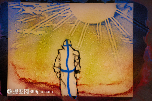 手绘沙画致敬防疫医疗人员背影